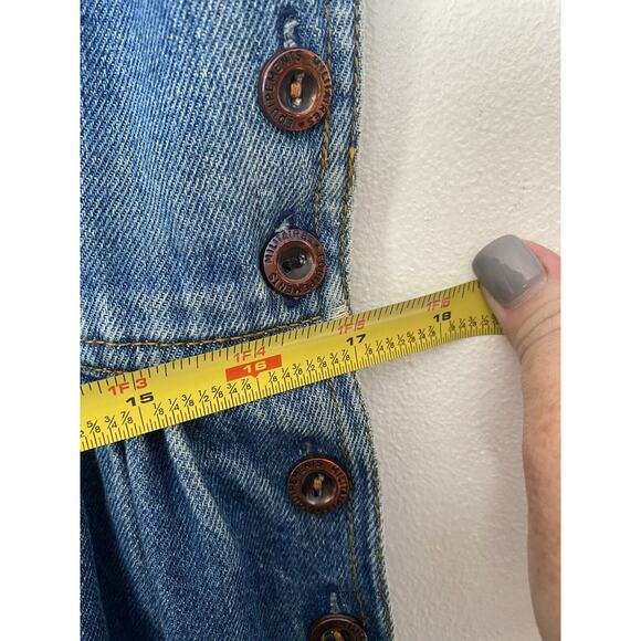 Vintage denim Retro Blue Boho jean jumper MIDI 90’s dress side buttons M L 10 12 - Picture 5 of 8